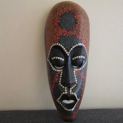 Afro Maske - Ethno - Holz - Höhe: 32cm - thumb
