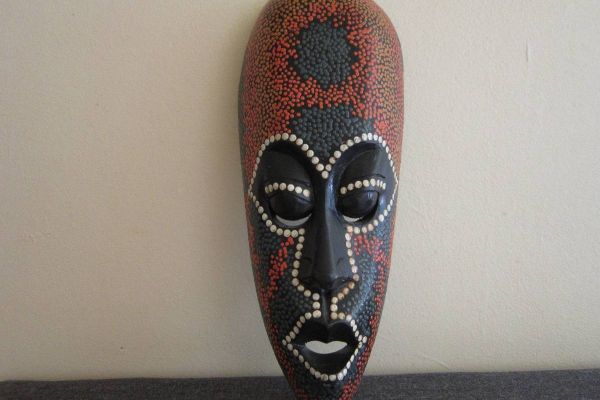 Afro Maske - Ethno - Holz - Höhe: 32cm